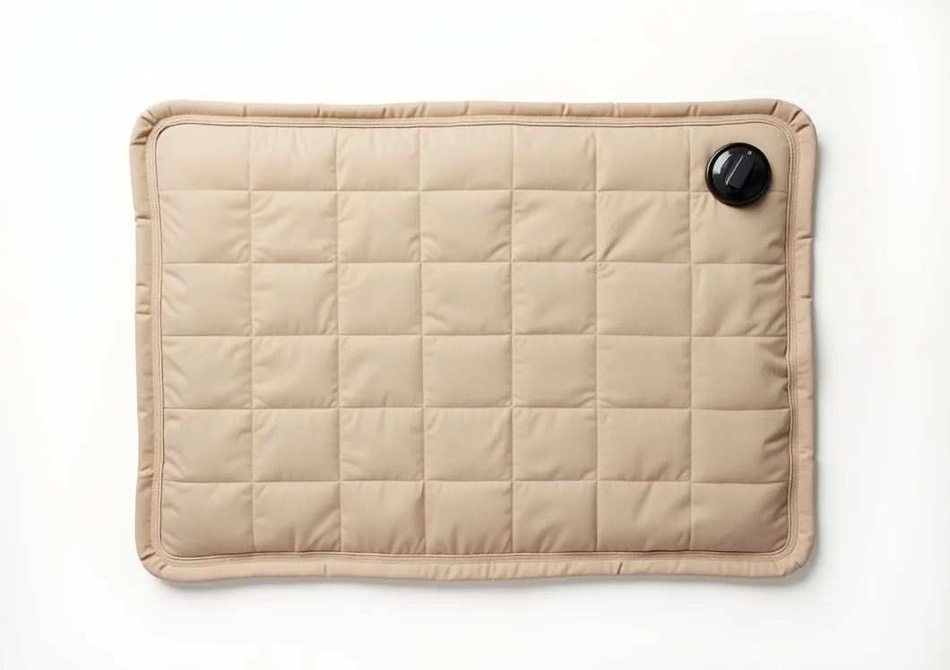 Rectangular heated pet mat with quilted waterproof surface and a small controller
